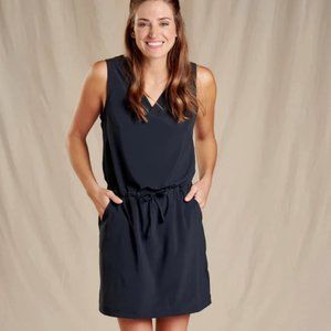 Toad & Co Womens Medium Navy Blue V Neck Athletic Liv Dress